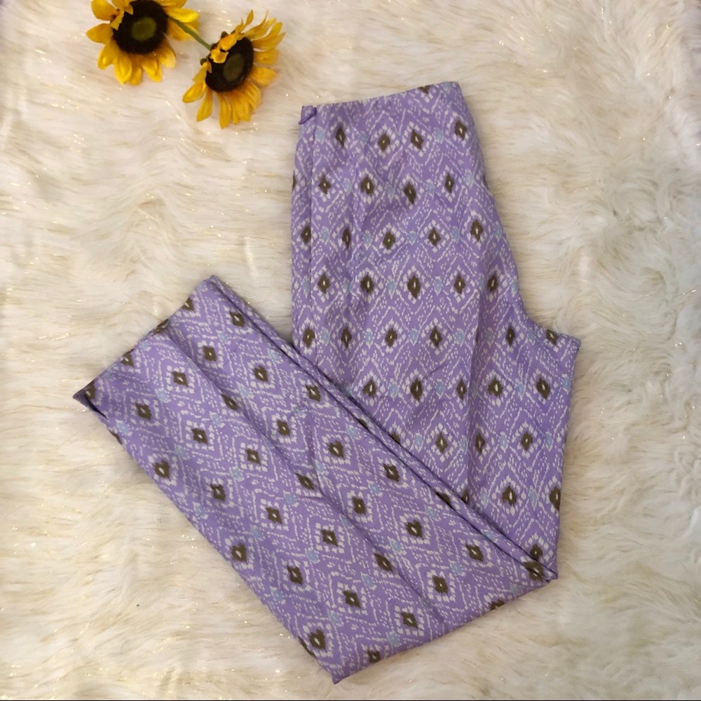 Ann Taylor | Purple Silk Ankle Pants